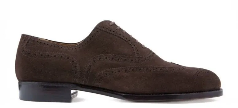Sturdy Build Comfort Wear Shoes OXFORD  FULL BROGUE WITH WING CAP IN SUEDE LEATHER HAND.WELTED GOODYEAR