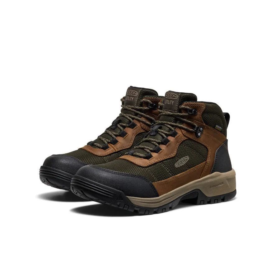 Outdoor Trekking Gear Rugged Look Men's Skokie Waterproof Work Boot (Soft Toe)  |  Forest Night/Black