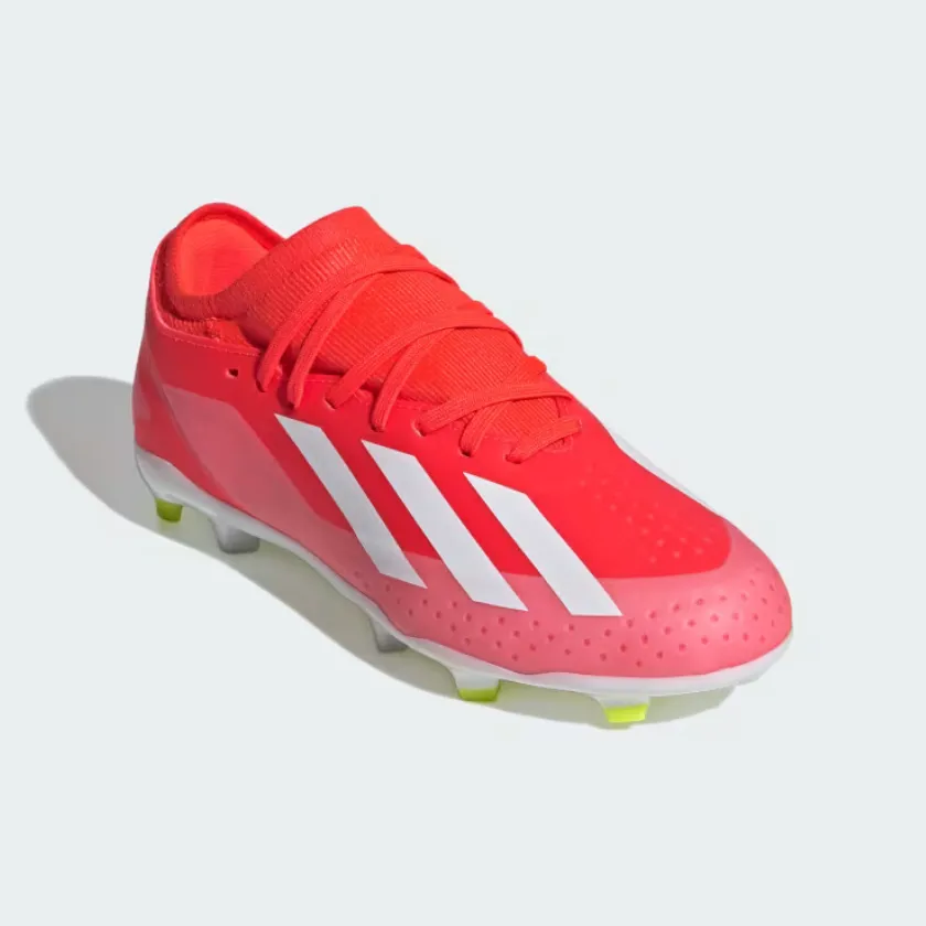 Zone Attack Adidas X Crazyfast League Firm Ground Fooball Kids Unisex Shoes (4-7Year) -Solar Red/Cloud White/Team Solar Yellow 2