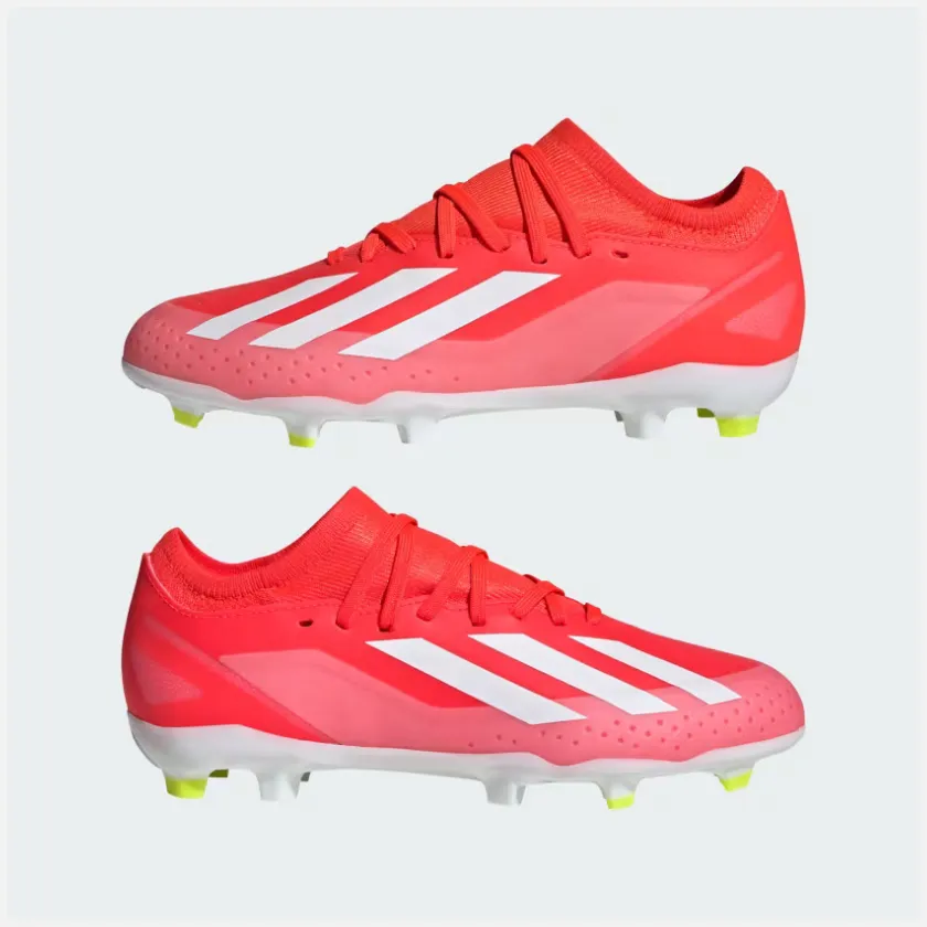 Active Flow Adidas X Crazyfast League Firm Ground Fooball Kids Unisex Shoes (4-7Year) -Solar Red/Cloud White/Team Solar Yellow 2