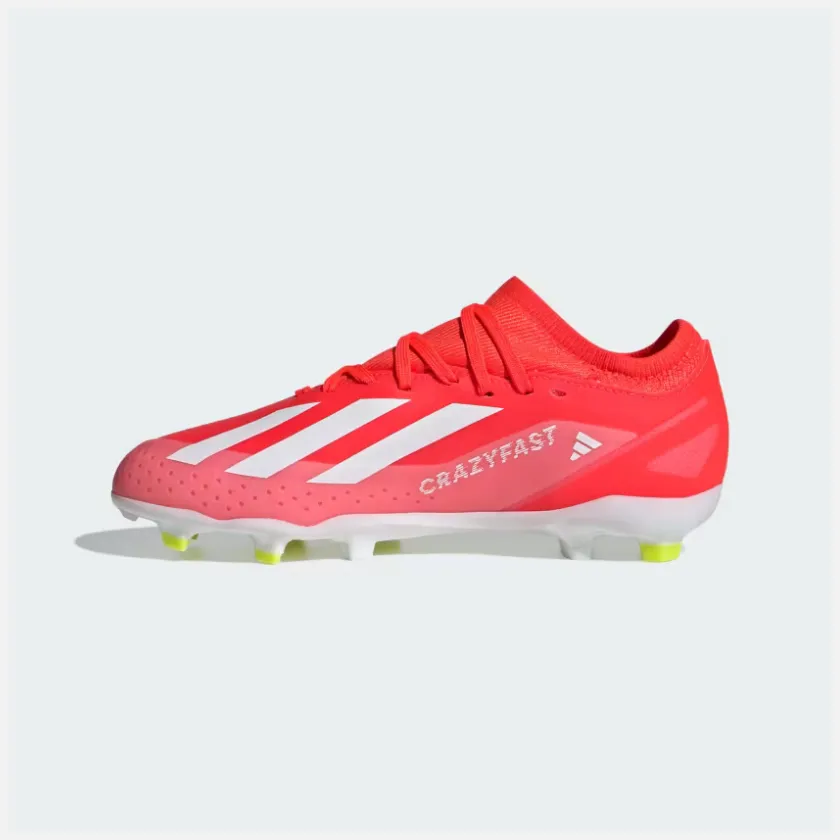 All Ground Adidas X Crazyfast League Firm Ground Fooball Kids Unisex Shoes (4-7Year) -Solar Red/Cloud White/Team Solar Yellow 2