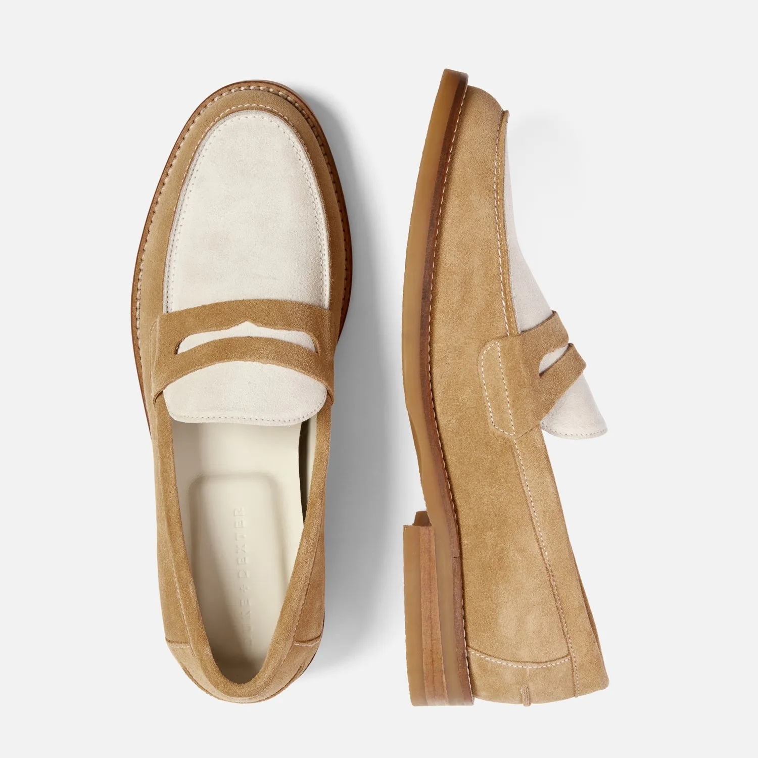 Wilde Beige   White Suede Penny Loafer - Men's Office Smart Breathable