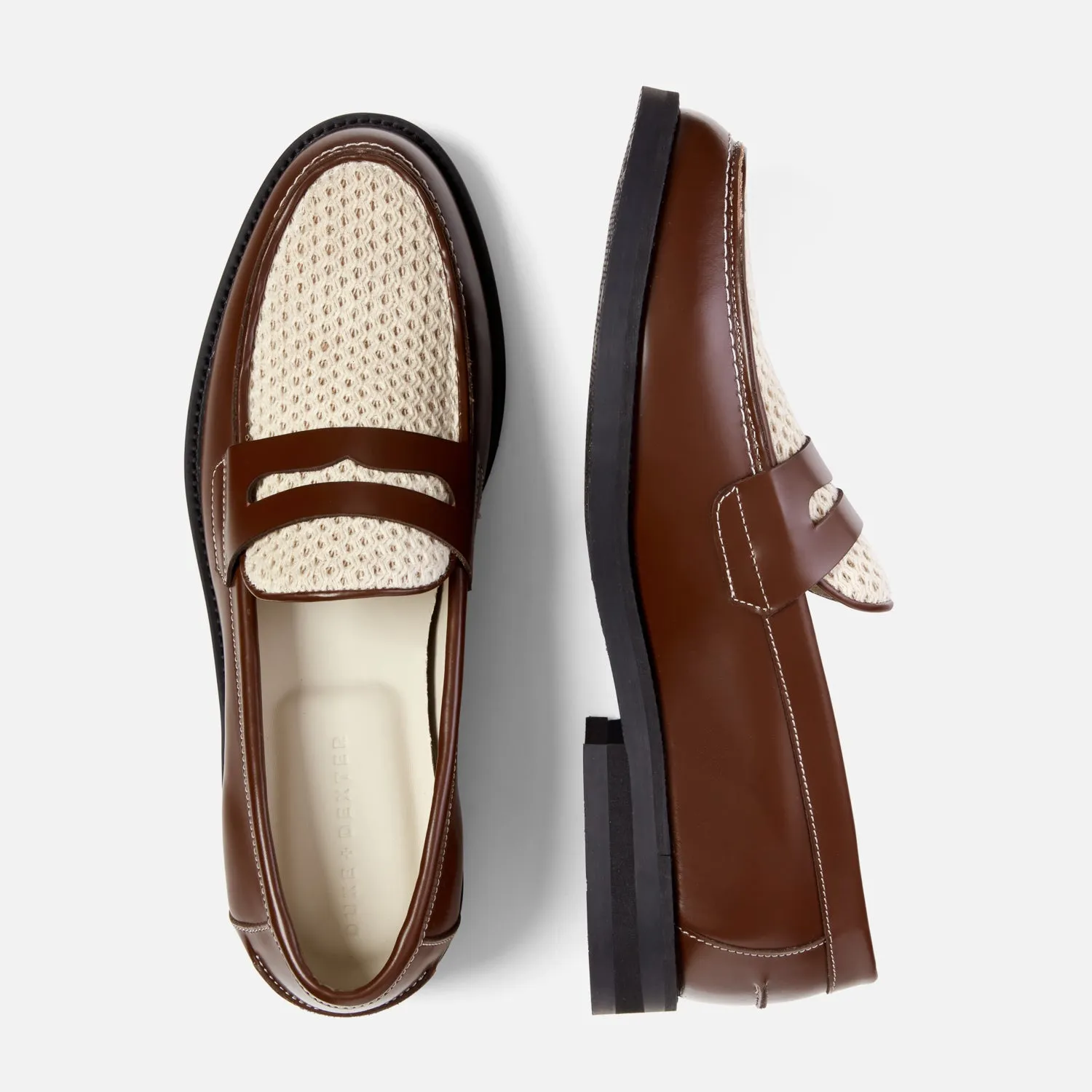 Surf Mode Heel Safe Wilde Chestnut   White Rattan Penny Loafer - Men's