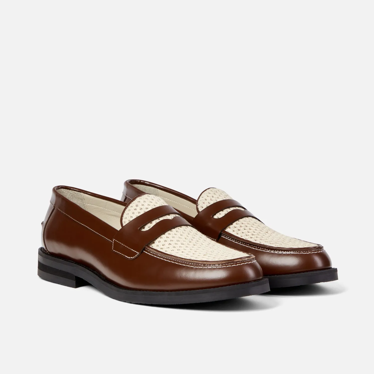 Coastal vibe New York Wilde Chestnut   White Rattan Penny Loafer - Men's