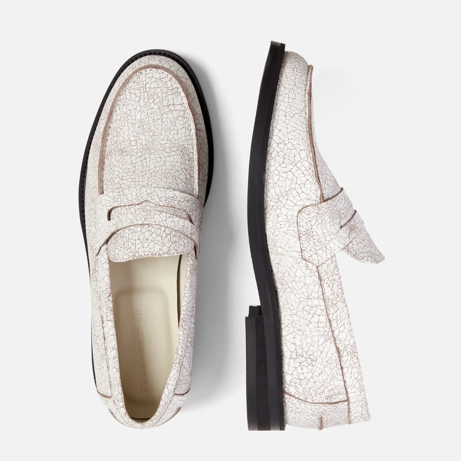 Stride Easy Wilde White Cracked Penny Loafer - Men's