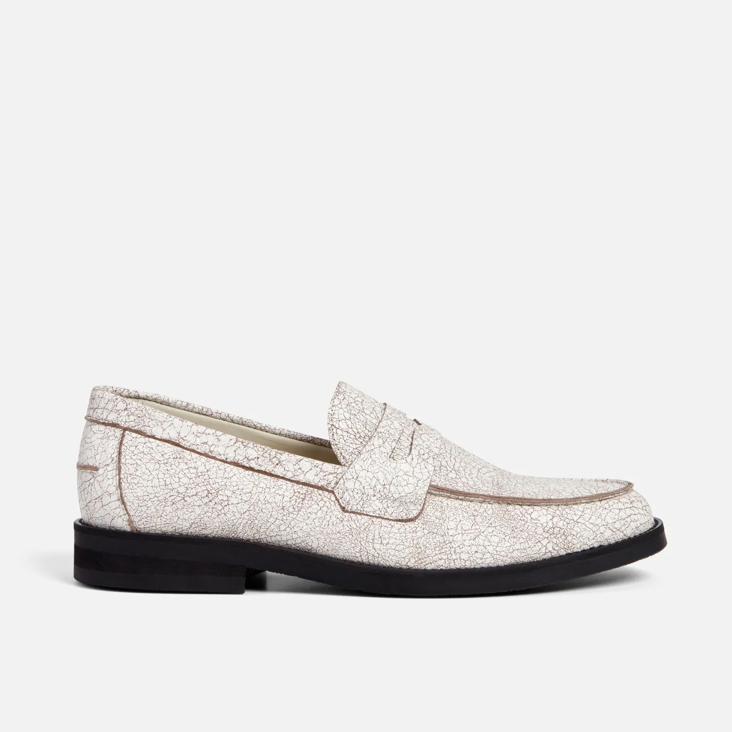 Wilde White Cracked Penny Loafer - Men's Pilates Cool Autumn Cool