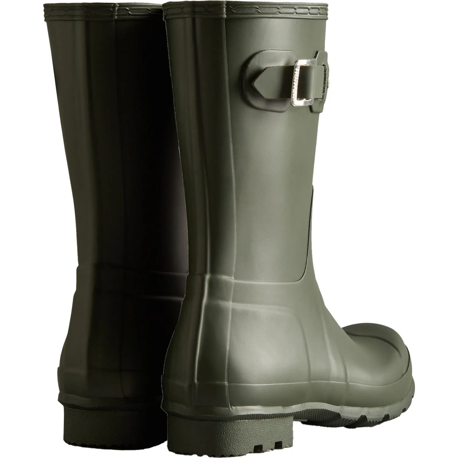 Hunter Mens Original Short Wellington Boots Dark Olive Instant Comfort