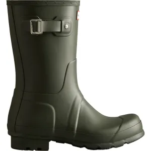 Hunter Mens Original Short Wellington Boots Dark Olive Ankle Support Storm Ready Protection