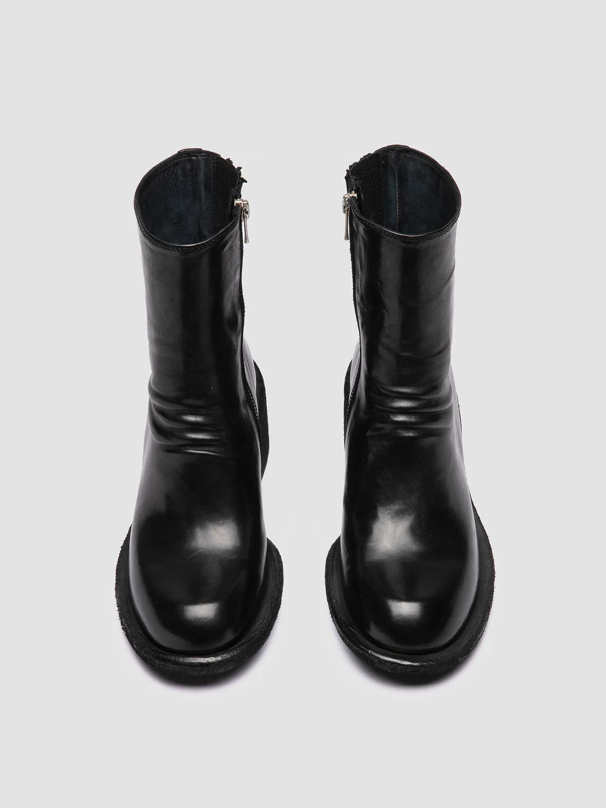 WILDS 004 - Black Leather Zipped Boots Denim Cool Stud Cool