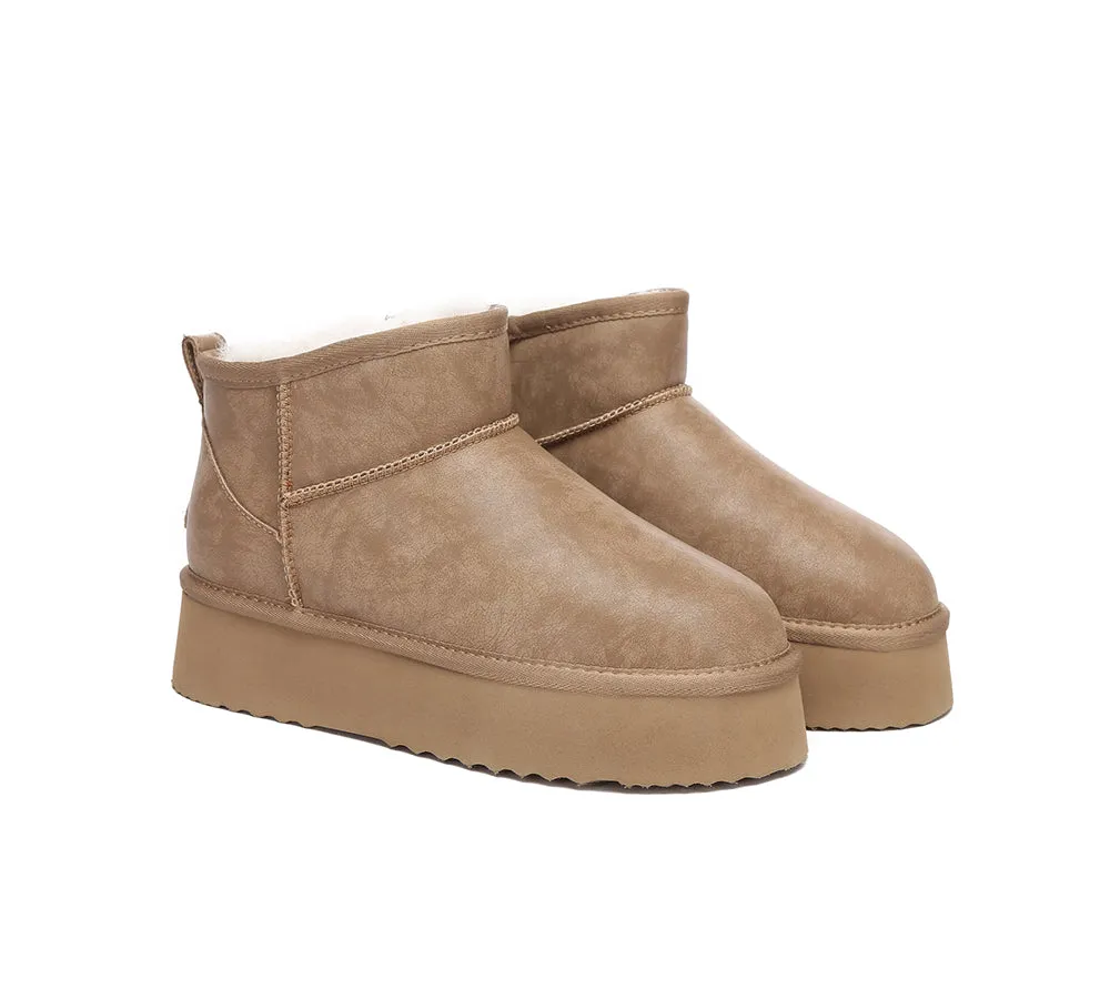 Cold Protection Snowy Landscape EVERAU? UGG Boots Women Sheepskin Wool Ankle Platform Romi