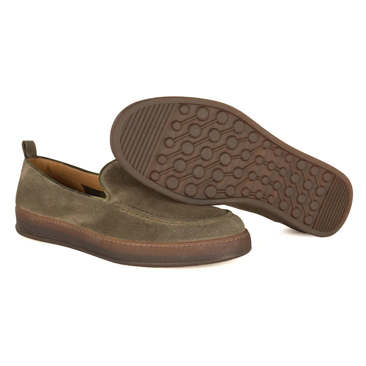 Morning Stroll JASON 94020<br>Olive suede slip-ons