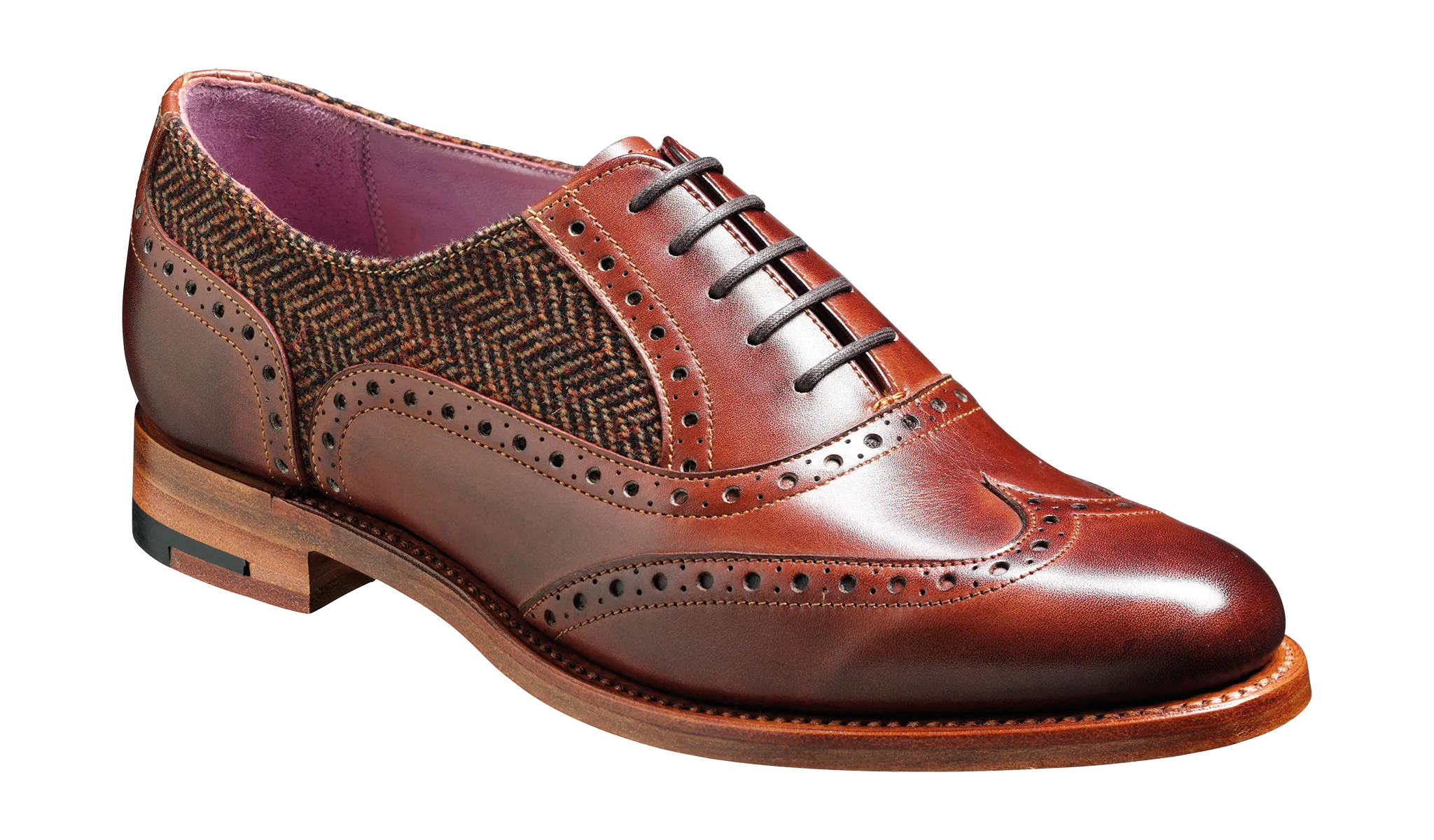 Freya - Walnut Calf / Brown Tweed Chic Leather Look Heel Support